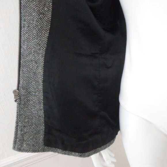 Vintage Ralph Lauren LRL Black Tweed Silk Wool Faux Fur Collar Zip Jacket sz 8 - Picture 7 of 10